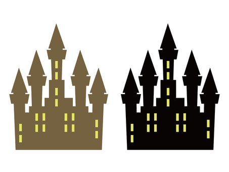 Two sets of castle silhouette illustrations Two sets of castle silhouette illustrations