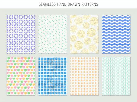 Cute hand drawn pattern background set Cute hand drawn pattern background set