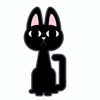 Illustration of a cute black cat facing the front Illustration of a cute black cat facing the front
