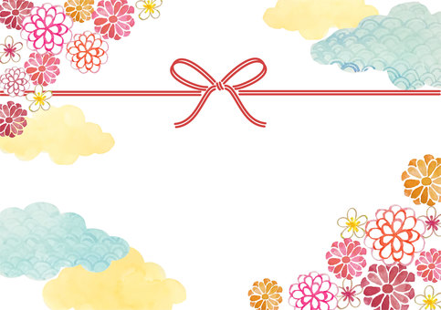 Water-drawn Japanese pattern watercolor frame Water-drawn Japanese pattern watercolor frame