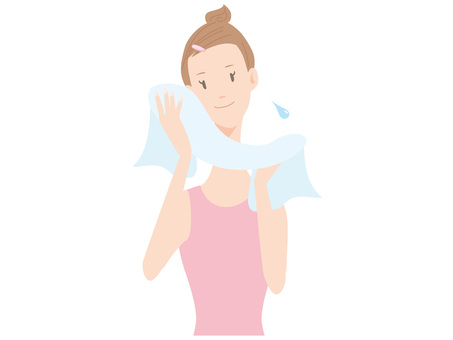 Women _ Facial wash _ Towel dry Women _ Facial wash _ Towel dry