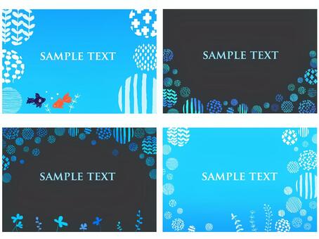 Blue background set of goldfish and aquatic plants and bubbles Blue background set of goldfish and aquatic plants and bubbles