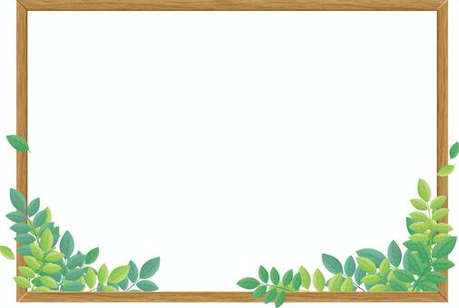 Wooden frame and leaves Wooden frame and leaves