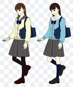 High school girl passing through the ticket gate High school girl passing through the ticket gate