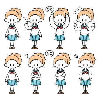 Various poses of a girl in a sailor suit Various poses of a girl in a sailor suit